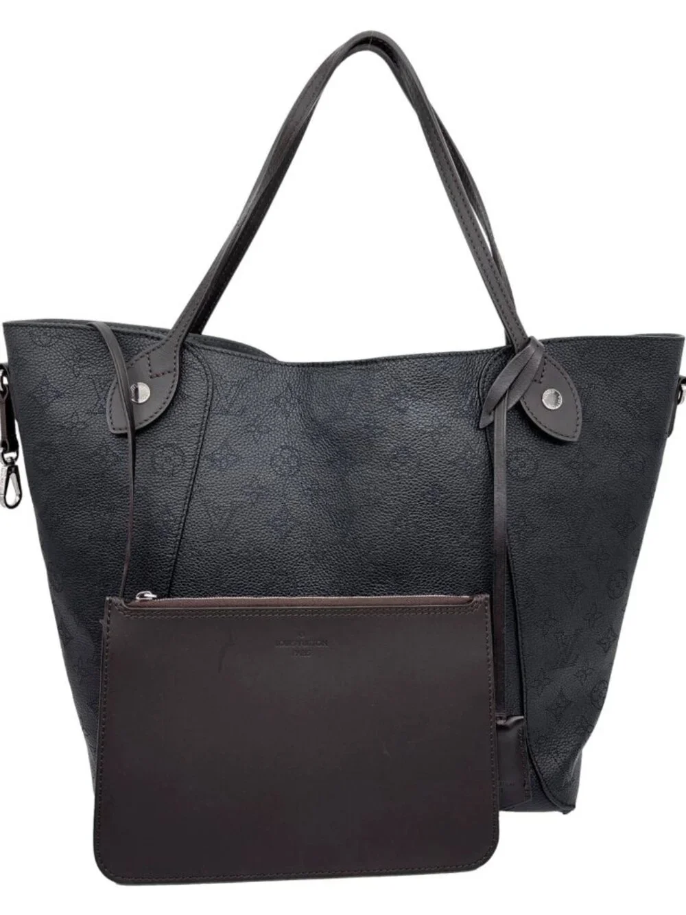 Louis Vuitton Hina MM Mahina Leather Tote Shoulder Bag Black